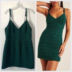 Abercrombie Tweed Corset Style Mini Dress Green Large Old Money Preppy Cocktail